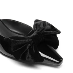 Velvet Bow Kitten Heeled Mules