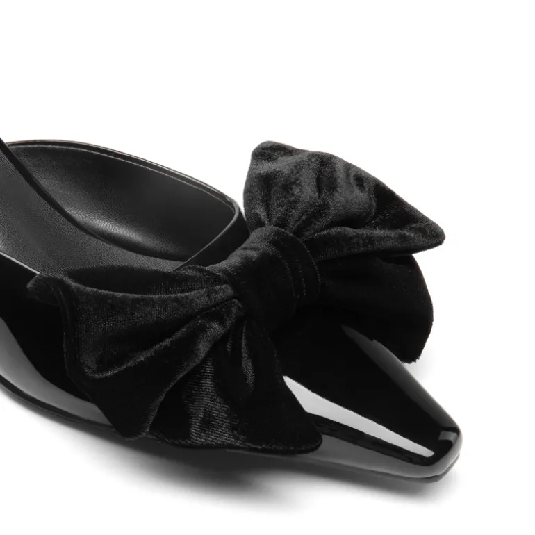 Velvet Bow Kitten Heeled Mules