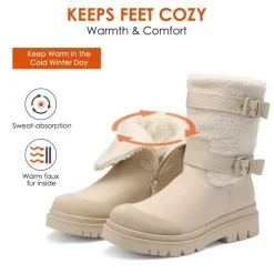 Waterproof Fur Lining Mid Calf Snow Boots