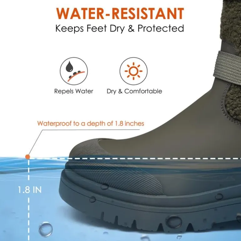Waterproof Fur Lining Mid Calf Snow Boots