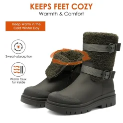 Waterproof Fur Lining Mid Calf Snow Boots