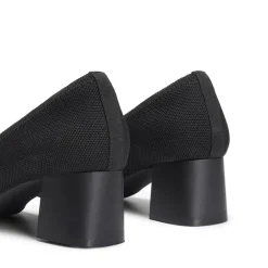 Water-Resistant Block Heel Knit Pumps