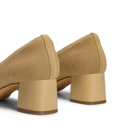 Water-Resistant Block Heel Knit Pumps