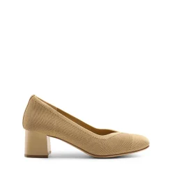 Water-Resistant Block Heel Knit Pumps