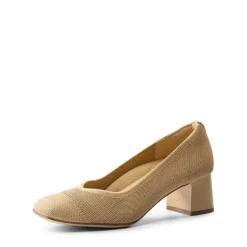 Water-Resistant Block Heel Knit Pumps