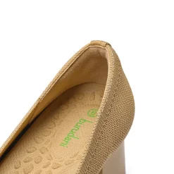 Water-Resistant Block Heel Knit Pumps