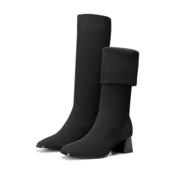 Water-Resistant Block Heel Knee High Boots