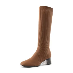 Water-Resistant Block Heel Knee High Boots