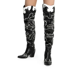 Western Embroidery Thigh High Boots