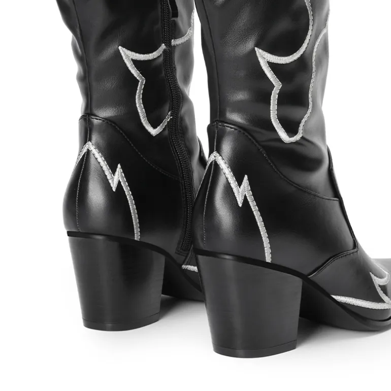 Western Embroidery Thigh High Boots