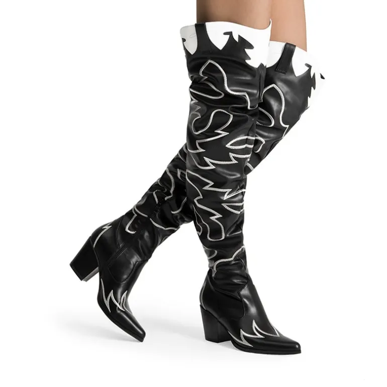 Western Embroidery Thigh High Boots