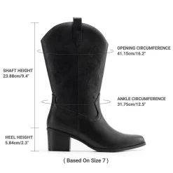 Wide Calf Embroidered Mid-Calf Cowboy Boots