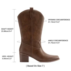 Wide Calf Embroidered Mid-Calf Cowboy Boots
