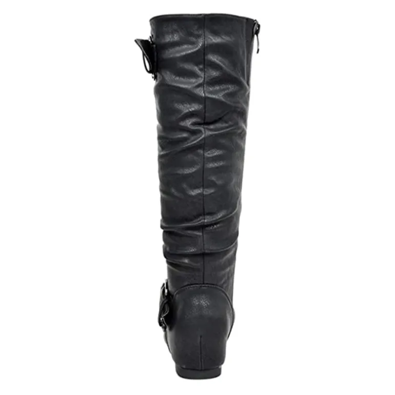 Wide Calf Fur-lined Low Hidden Wedge Boots