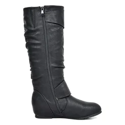 Wide Calf Fur-lined Low Hidden Wedge Boots