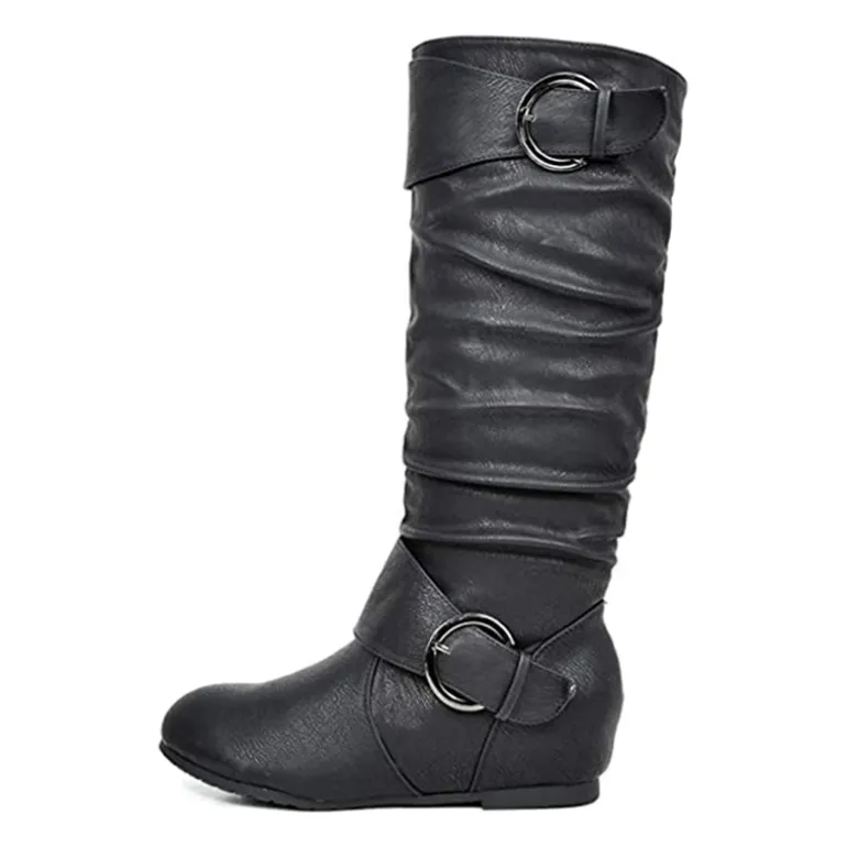 Wide Calf Fur-lined Low Hidden Wedge Boots
