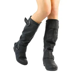 Wide Calf Fur-lined Low Hidden Wedge Boots