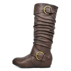 Wide Calf Fur-lined Low Hidden Wedge Boots