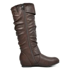 Wide Calf Fur-lined Low Hidden Wedge Boots