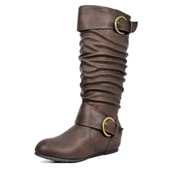 Wide Calf Fur-lined Low Hidden Wedge Boots