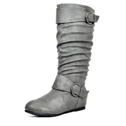 Wide Calf Fur-lined Low Hidden Wedge Boots