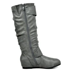 Wide Calf Fur-lined Low Hidden Wedge Boots