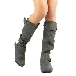 Wide Calf Fur-lined Low Hidden Wedge Boots