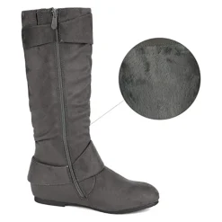 Wide Calf Fur-lined Low Hidden Wedge Boots