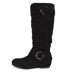 Wide Calf Fur-lined Low Hidden Wedge Boots