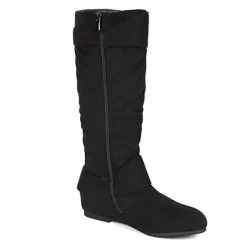 Wide Calf Fur-lined Low Hidden Wedge Boots