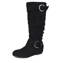 Wide Calf Fur-lined Low Hidden Wedge Boots