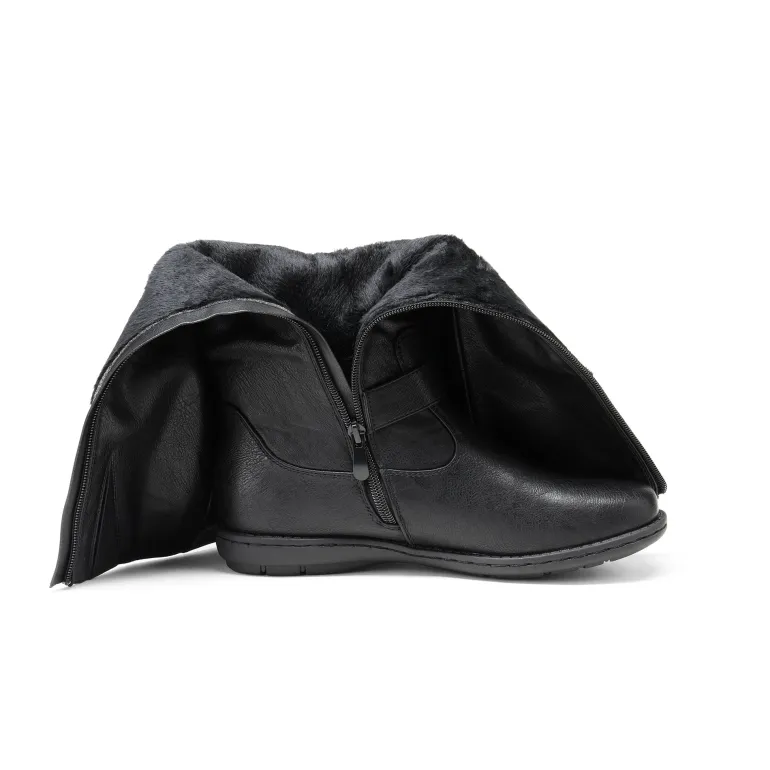 Wide Calf Knee High Faux Fur Boots