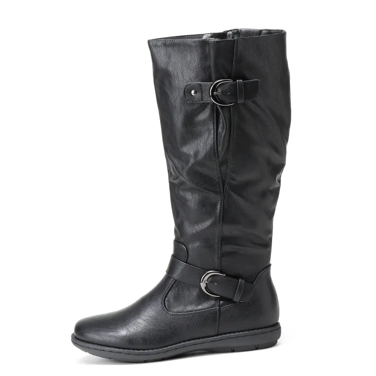 Wide Calf Knee High Faux Fur Boots
