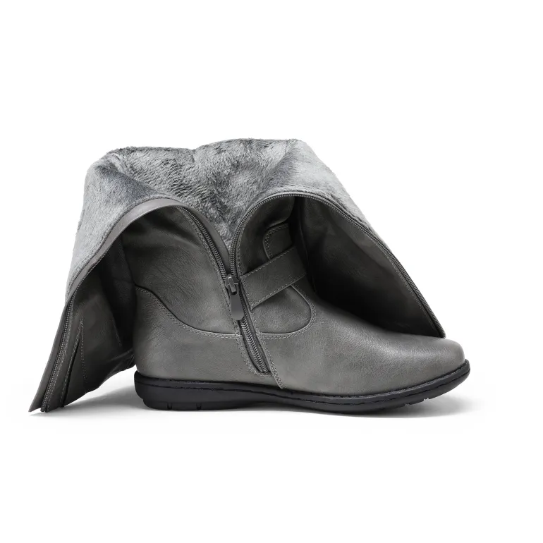 Wide Calf Knee High Faux Fur Boots