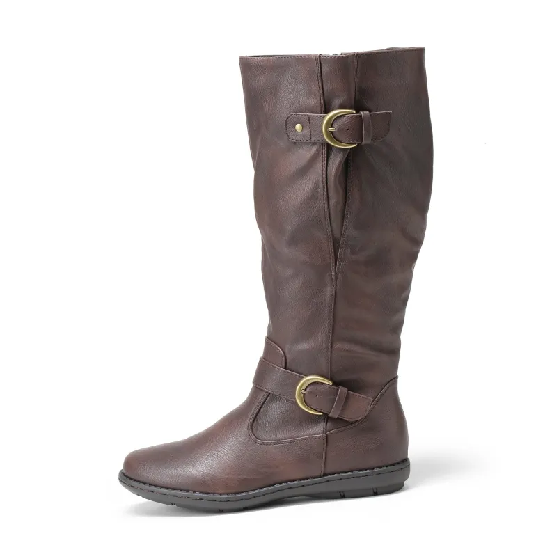 Wide Calf Knee High Faux Fur Boots