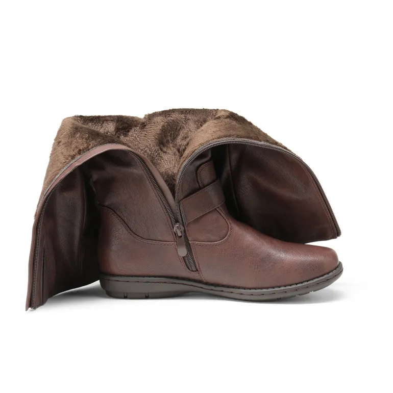 Wide Calf Knee High Faux Fur Boots