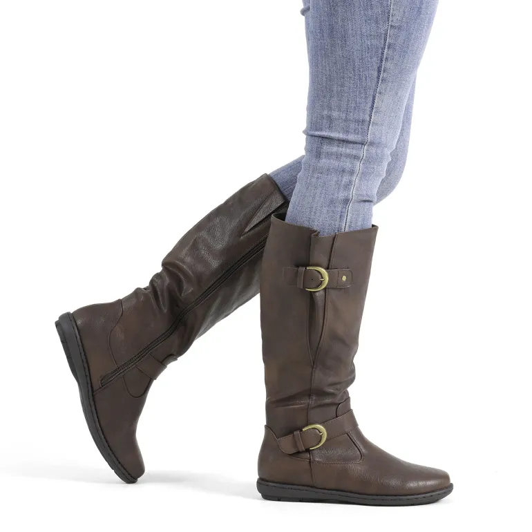 Wide Calf Knee High Faux Fur Boots