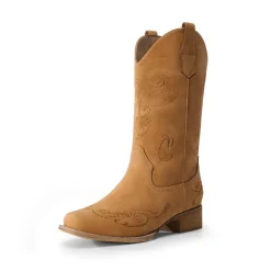 Wide-calf Square Toe Embroidered Cowboy Boots