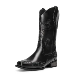 Wide-calf Square Toe Embroidered Cowboy Boots