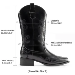 Wide-calf Square Toe Embroidered Cowboy Boots