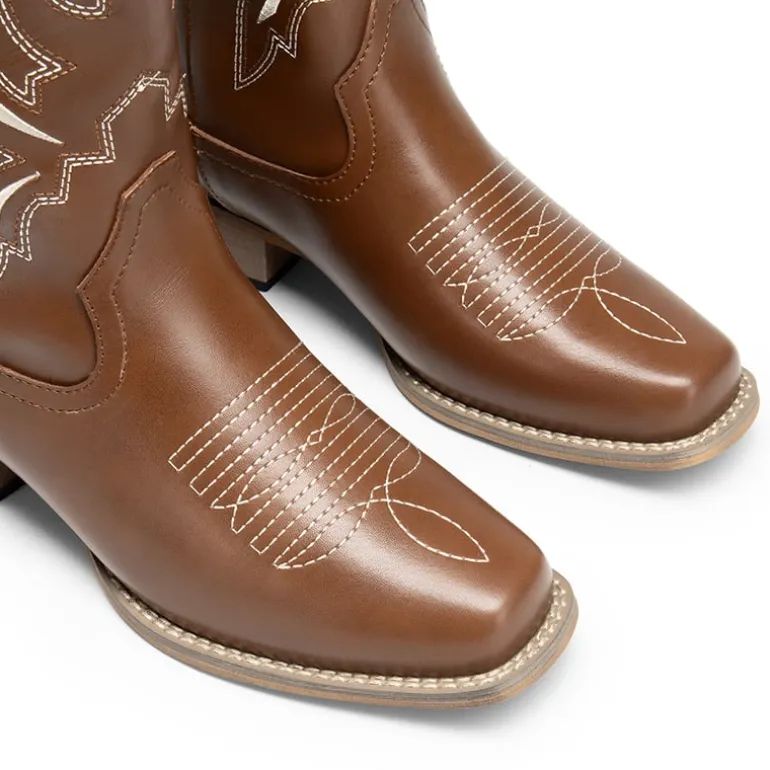 Wide-calf Square Toe Embroidered Cowboy Boots