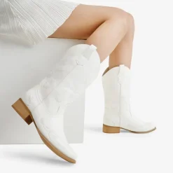 Wide-calf Square Toe Embroidered Cowboy Boots