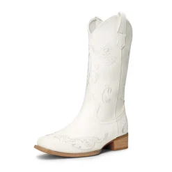 Wide-calf Square Toe Embroidered Cowboy Boots