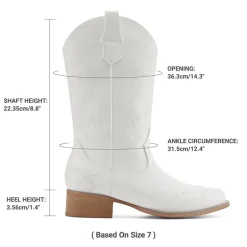 Wide-calf Square Toe Embroidered Cowboy Boots