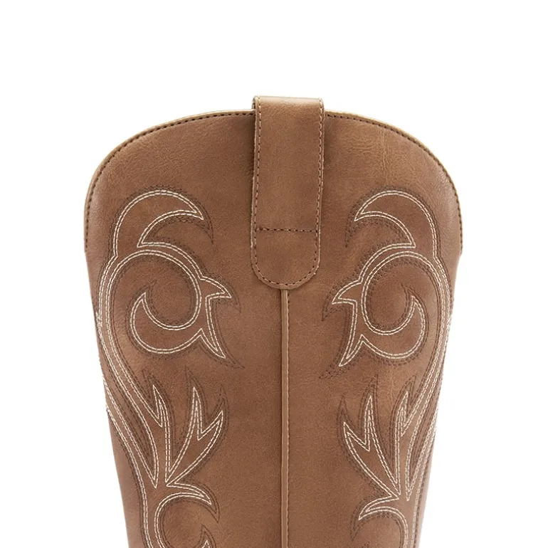 Wide-calf Square-toe Mid-Calf Cowgirl Boots