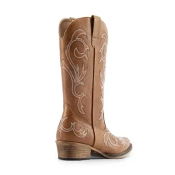 Wide-calf Square-toe Mid-Calf Cowgirl Boots