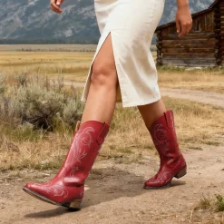 Wide-calf Square-toe Mid-Calf Cowgirl Boots