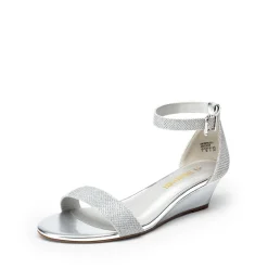 Wide-Toe Ankle Strap Low Wedge Sandals