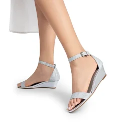 Wide-Toe Ankle Strap Low Wedge Sandals