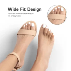 Wide-Toe Ankle Strap Low Wedge Sandals